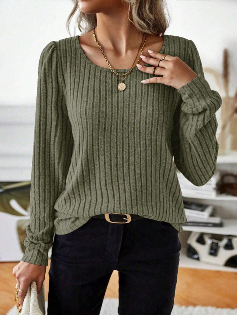 Damen Gestreifter Pullover mit Puffärmeln Krohn-e