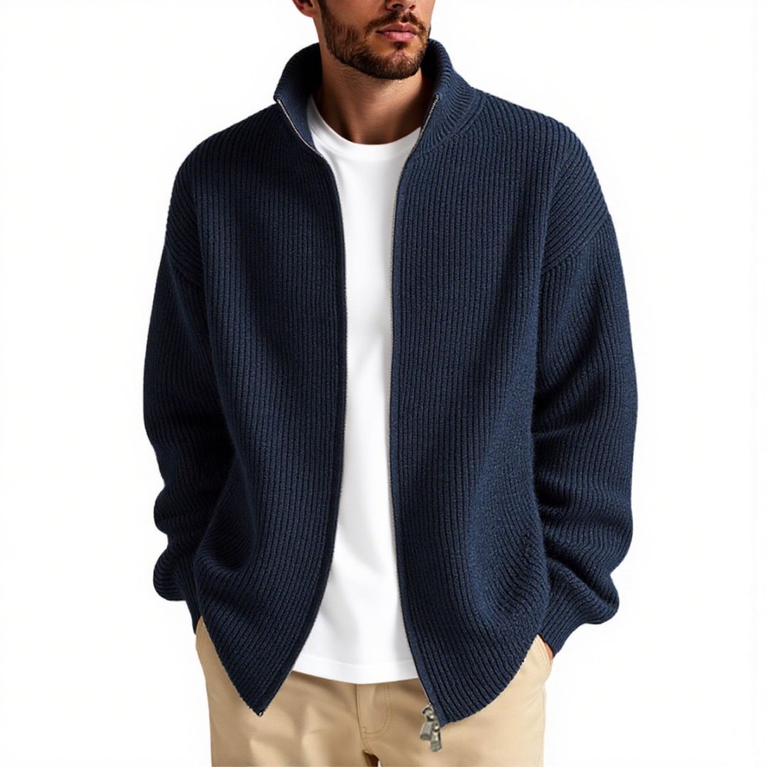 Herren Strickjacke mit hohem Kragen und praktischem Reißverschluss Krohn-e
