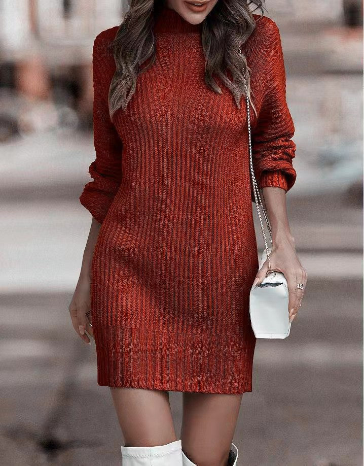Damen Strickkleid mit weitem Rollkragen und puffärmeligen Details Krohn-e