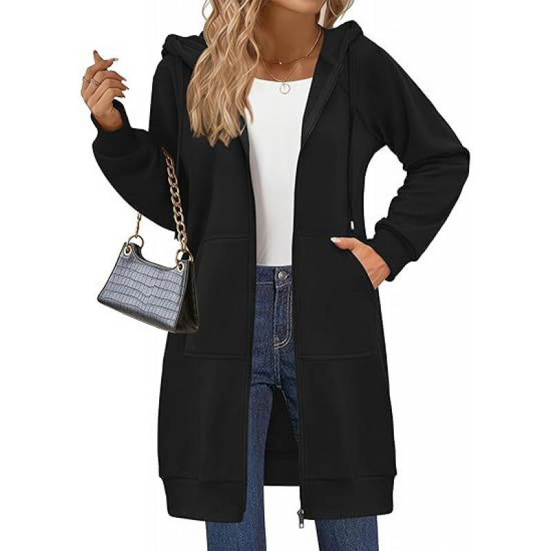 Damen modische Kapuzenjacke mit seitlichen Eingrifftaschen und Reißverschluss Krohn-e