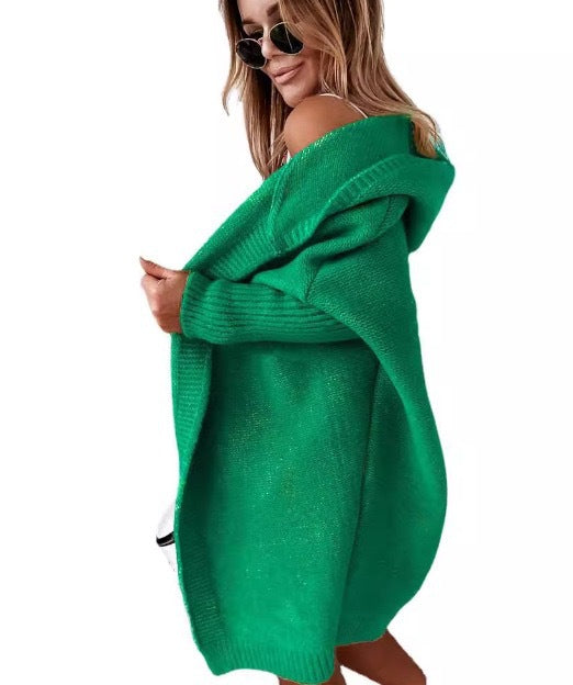Damen gemütlicher Strickcardigan mit Kapuze und weit geschnittenen Ärmeln Krohn-e