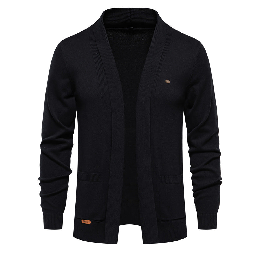 Herren angenehme Strickjacke mit offenem Kragen und praktischen Taschen Krohn-e
