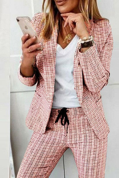 Krohn-e | Karo Blazer Mantel & Kordelzughose Satz