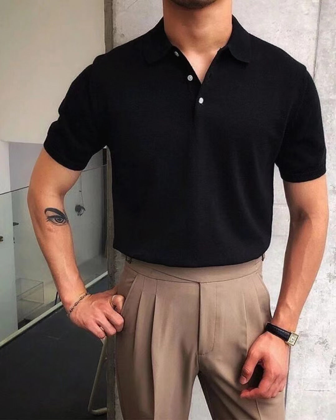 Herren Polo-Shirt aus atmungsaktiver Baumwolle mit elegantem Kragen Krohn-e