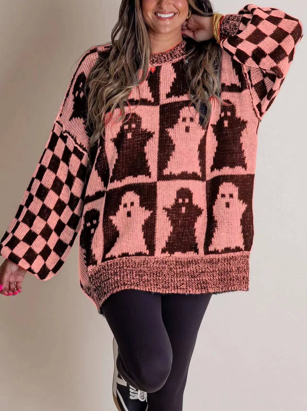 Damen Großer, gemütlicher Strickpullover mit Geisterdesign Krohn-e