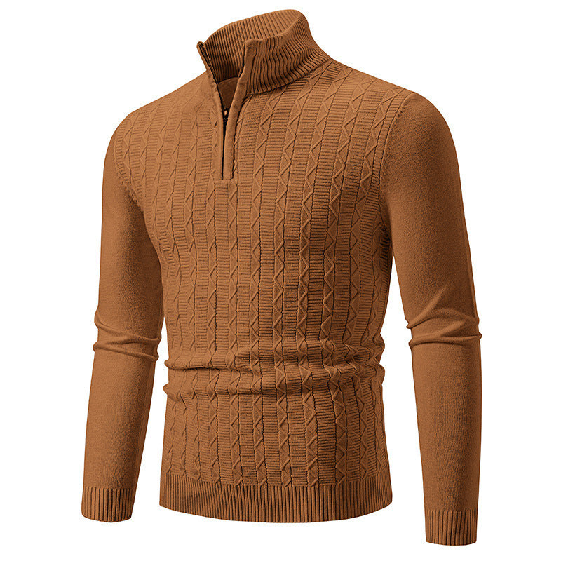 Herren modischer Strickpullover mit Stehkragen und Reißverschluss Krohn-e