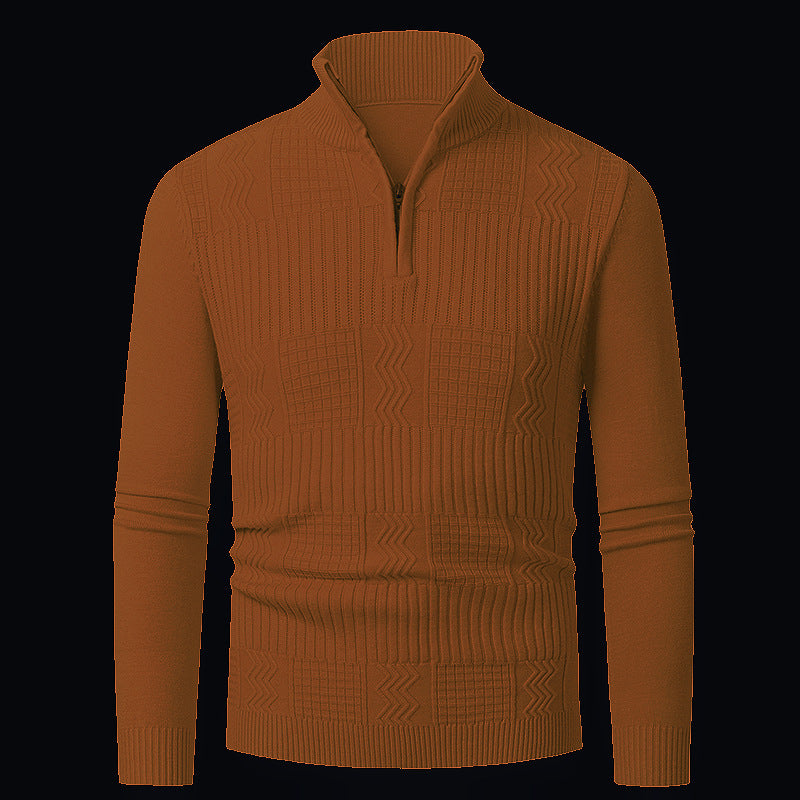 Herren Strickpullover mit modernem Reißverschluss und strukturierter Oberfläche Krohn-e