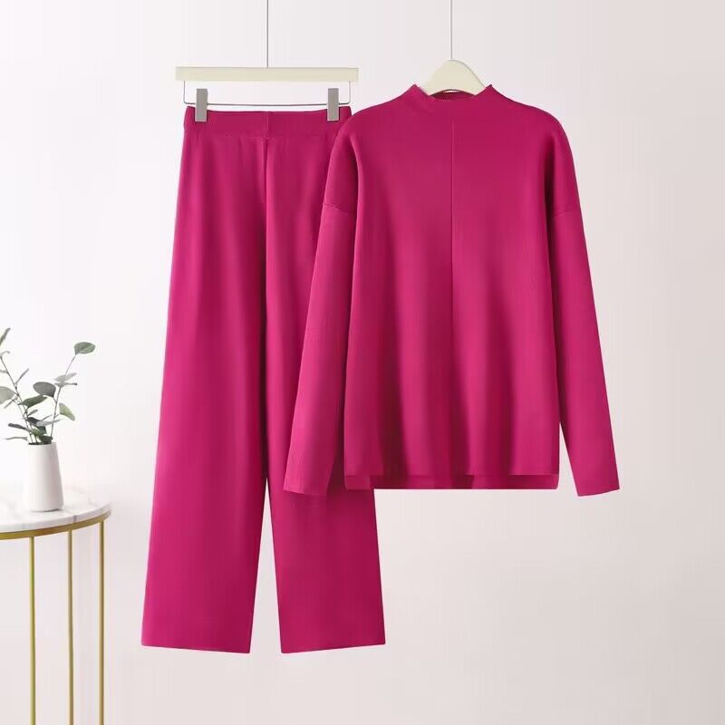 Damen elegantes Set aus langärmligem Oberteil und Palazzo-Hosen Krohn-e