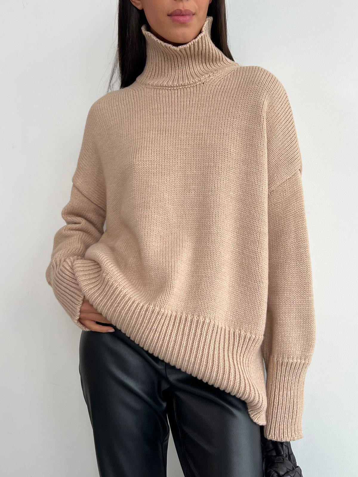 Damen Kuscheliger Rollkragenpullover aus hochwertiger Baumwollmischung mit lockerer Passform Krohn-e