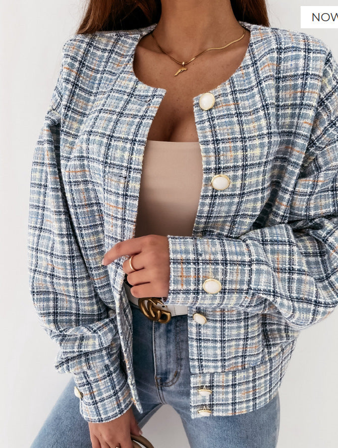 Damen Karierte Bouclé-Jacke Krohn-e