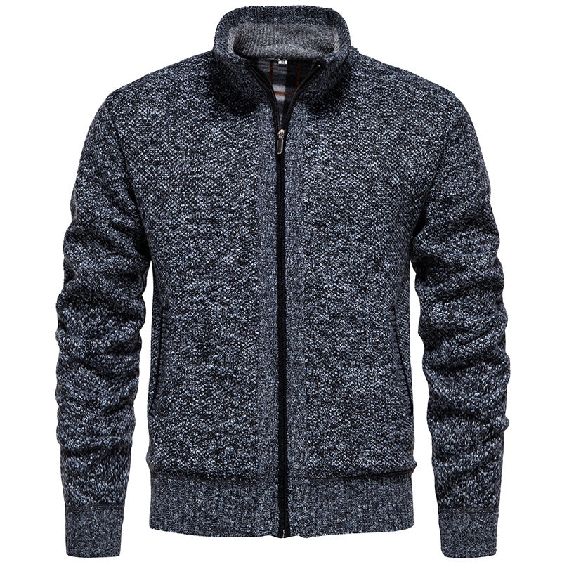 Herren stylischer Strickjacke mit hohem Kragen und praktischen Taschen Krohn-e