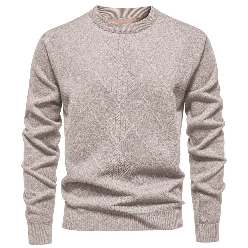 Herren Strickpullover mit strukturiertem Rautenmuster und klassischem Rundhalsausschnitt Krohn-e
