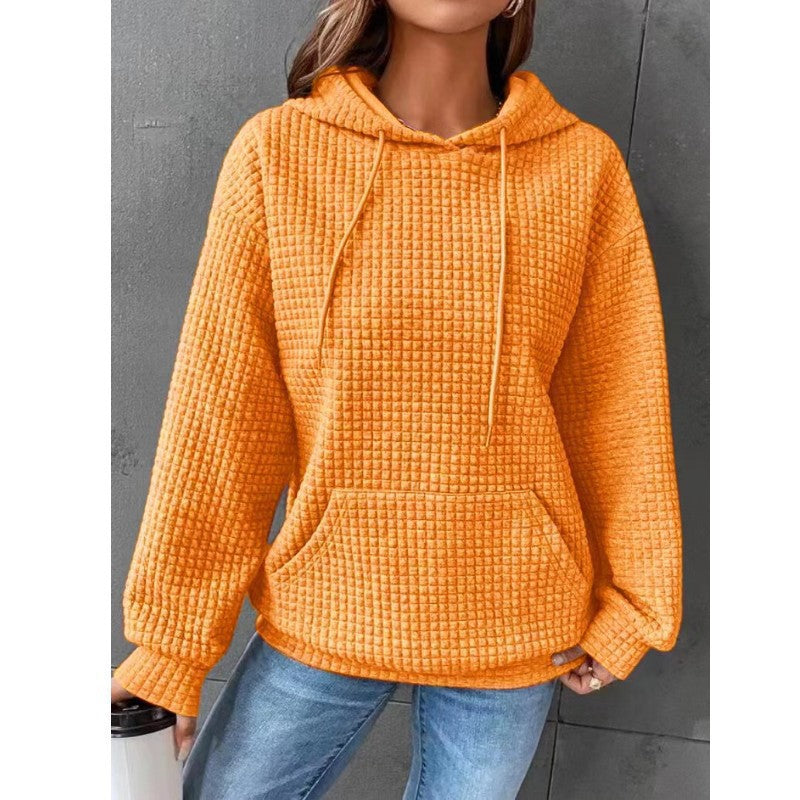 Damen Waffelstruktur Hoodie mit Kängurutasche und lässigem Schnitt Krohn-e