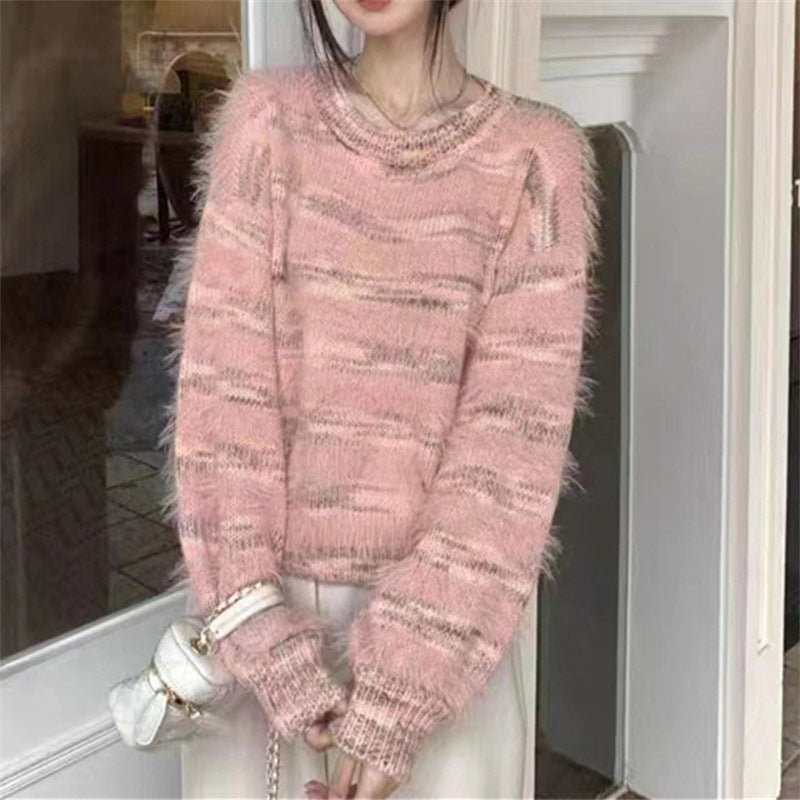 Damen Kuscheliger Strickpullover mit trendigem Farbverlauf und voluminösen Ärmeln Krohn-e