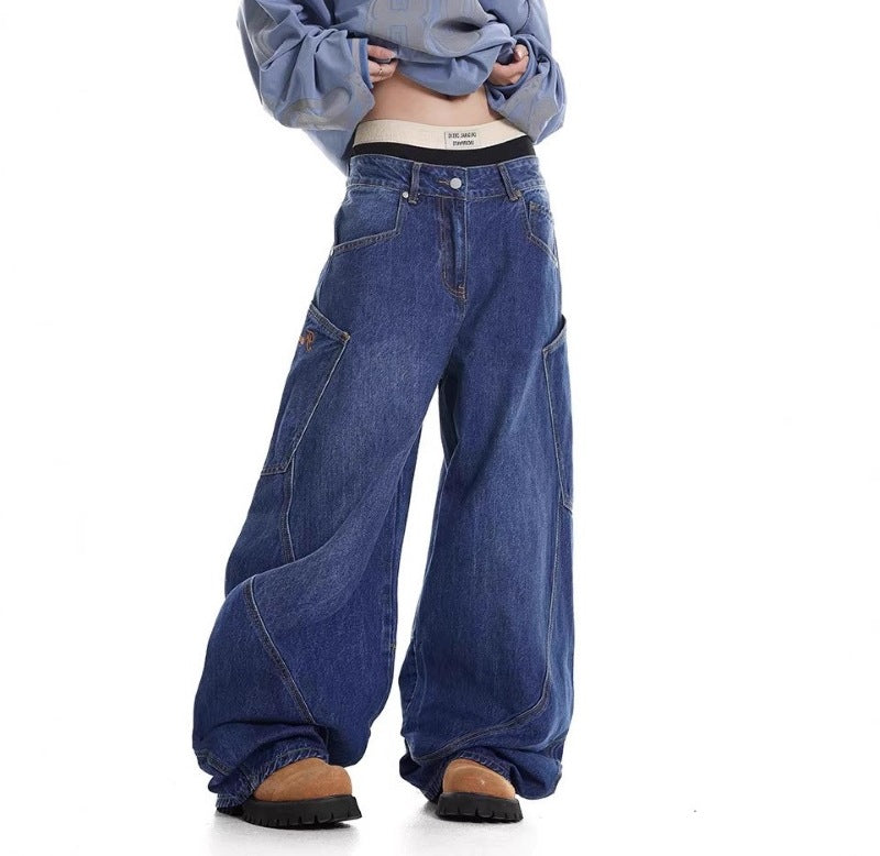 Damen Baggy-Jeans mit weitem Schnitt und praktischen Cargotaschen Krohn-e