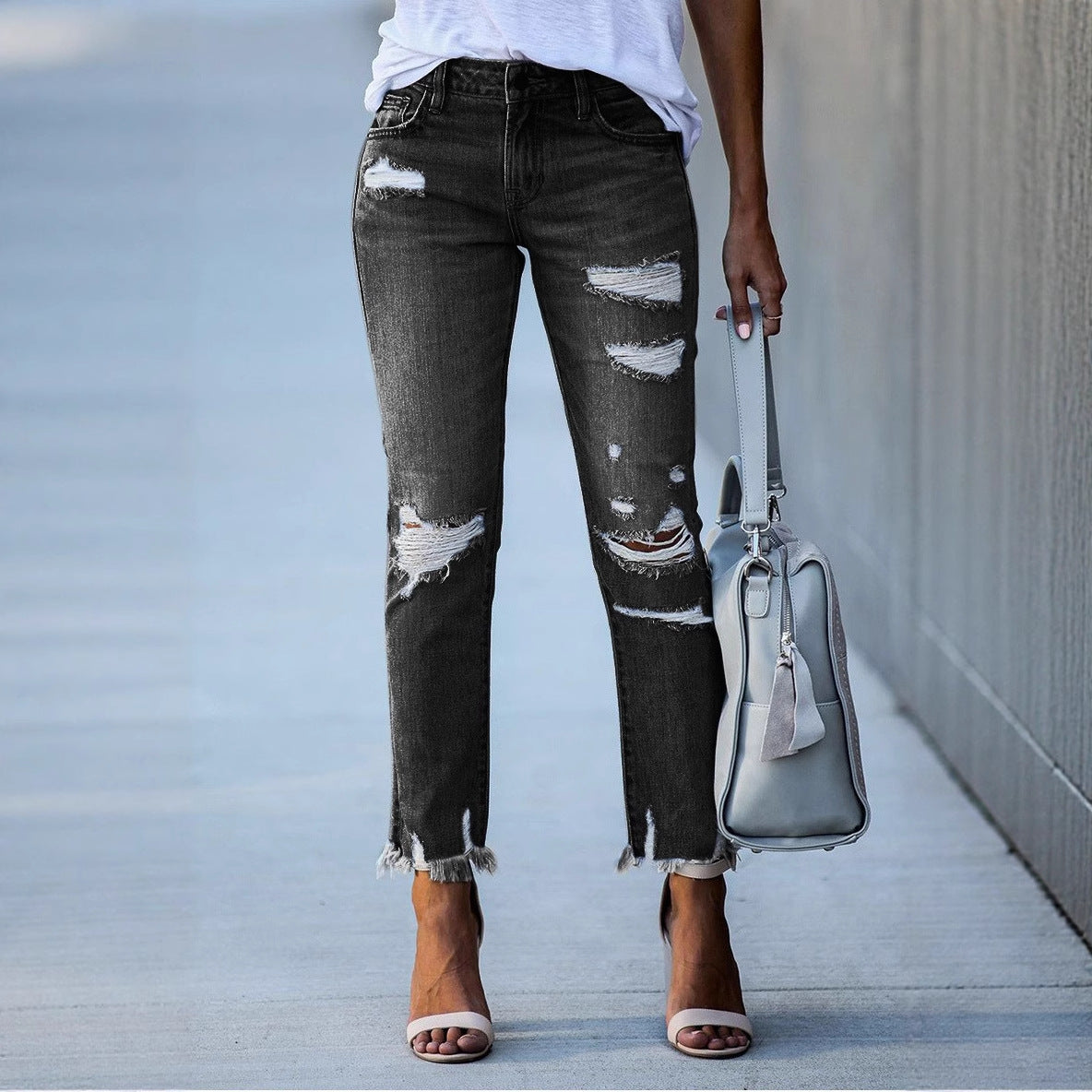 Damen Ripped Jeans im modernen Vintage-Look mit fransigen Säumen Krohn-e