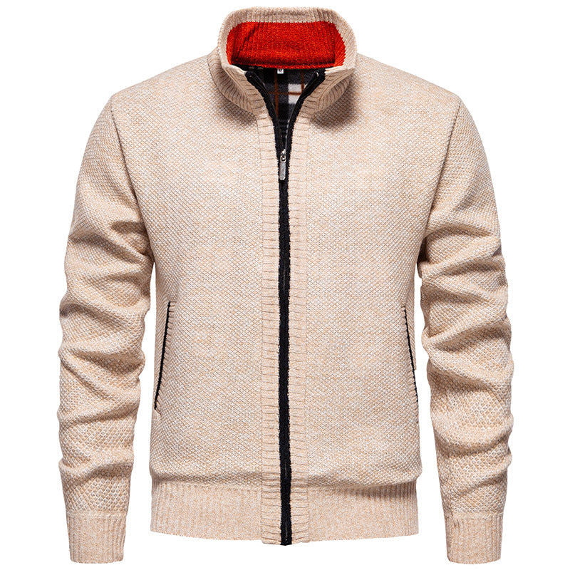 Herren stylischer Strickjacke mit hohem Kragen und praktischen Taschen Krohn-e