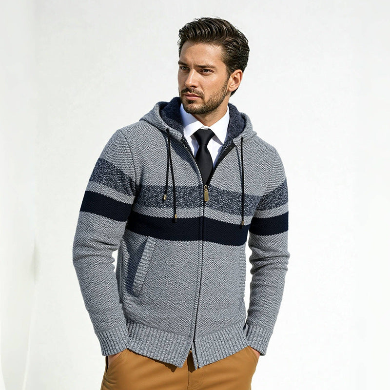 Herren Strickjacke mit Kapuze und modischem Zipper Krohn-e
