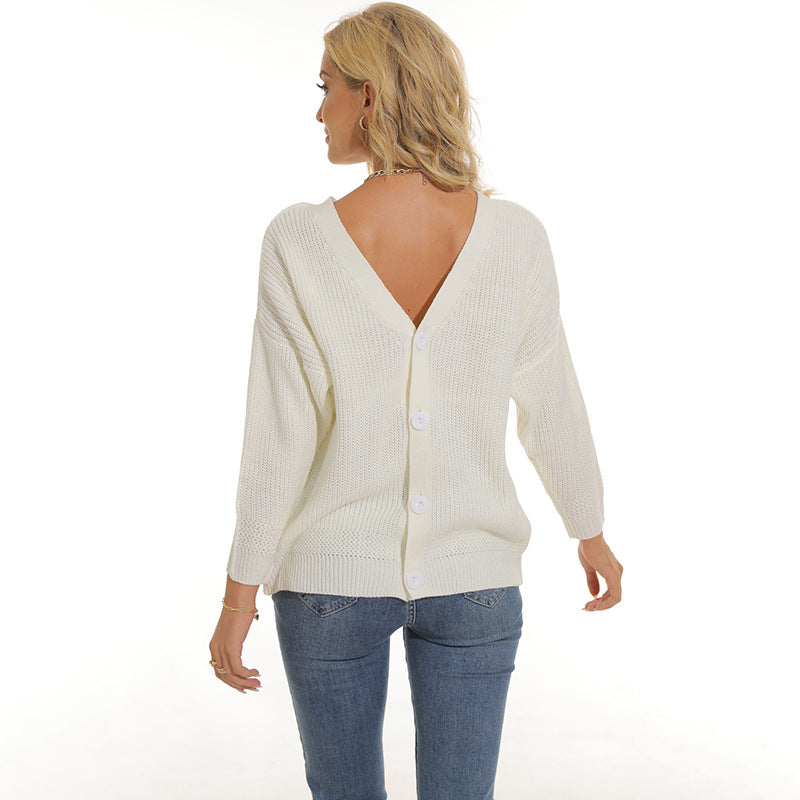 Damen Strickjacke mit tiefem V-Ausschnitt und Knopfleiste Krohn-e