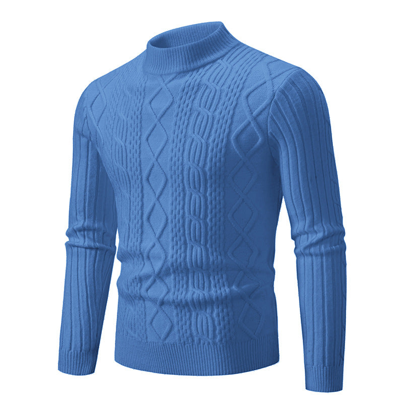 Herren Strickpullover mit hohem Kragen und Zopfmuster Krohn-e