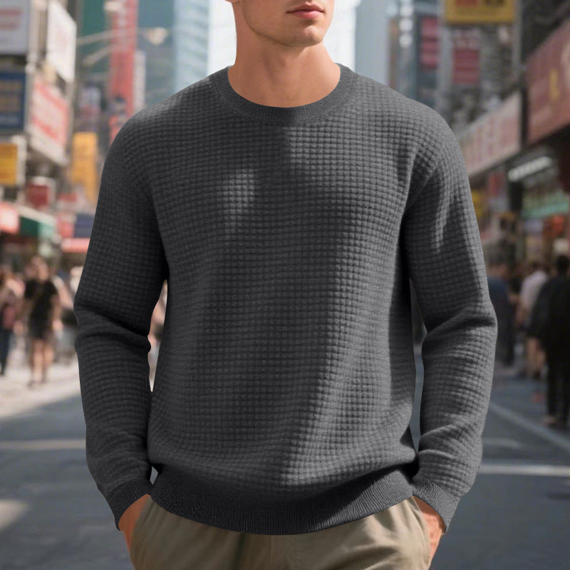 Herren warmer Pullover mit strukturiertem Gewebe und Rundhalsausschnitt Krohn-e