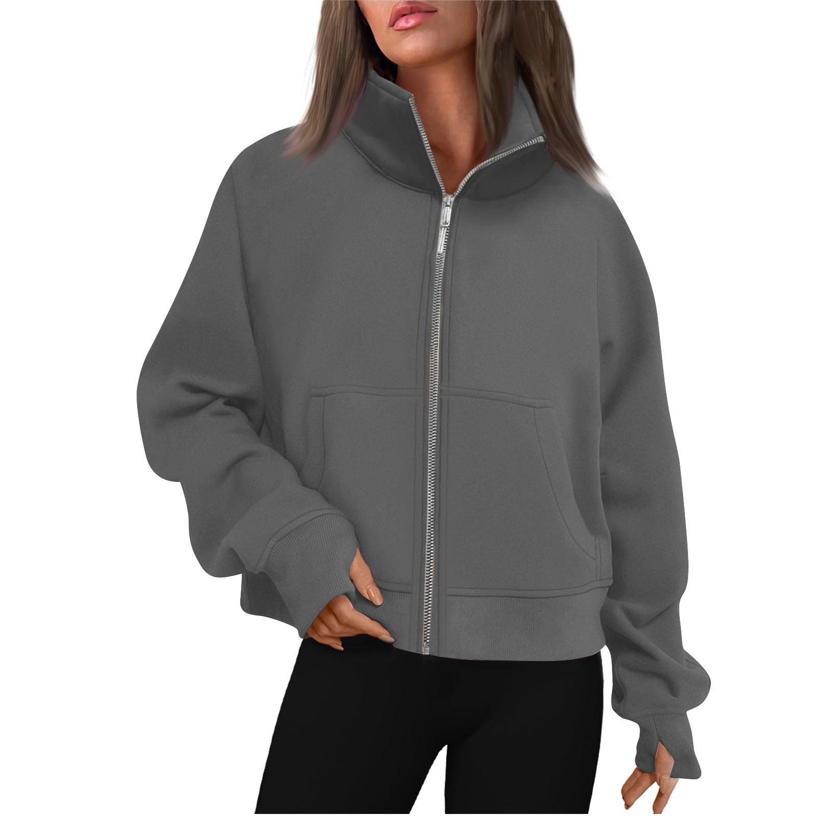 Damen bequeme Sweatjacke mit hohem Kragen Krohn-e
