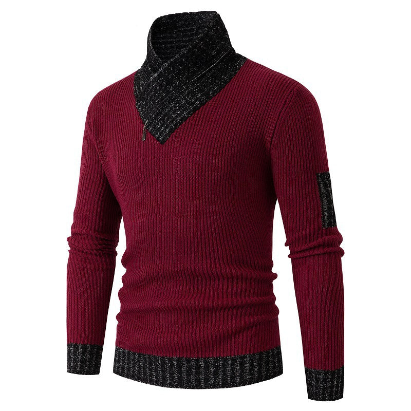 Herren Pullover mit modernem asymmetrischem Kragen und strukturiertem Design Krohn-e