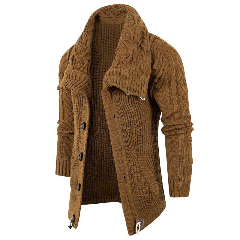 Herren Grobstrick Strickjacke mit umschlagbarem Halsausschnitt Krohn-e