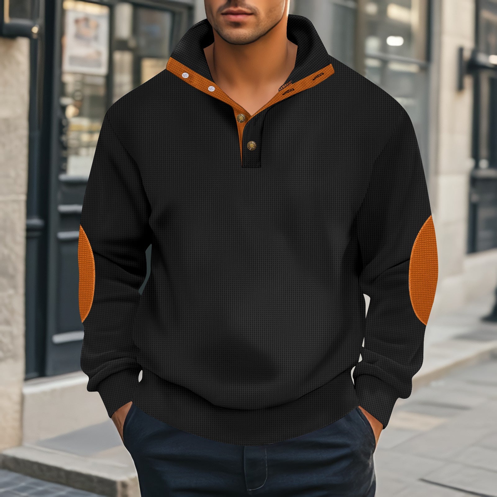 Herren Henley-Pullover mit strukturiertem Design und Kontrastakzenten Krohn-e