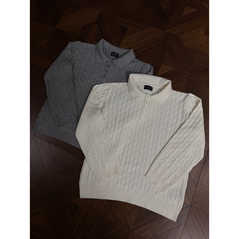 Damen Strickpullover mit klassischem Kragen und feiner Zopfmusterstruktur Krohn-e