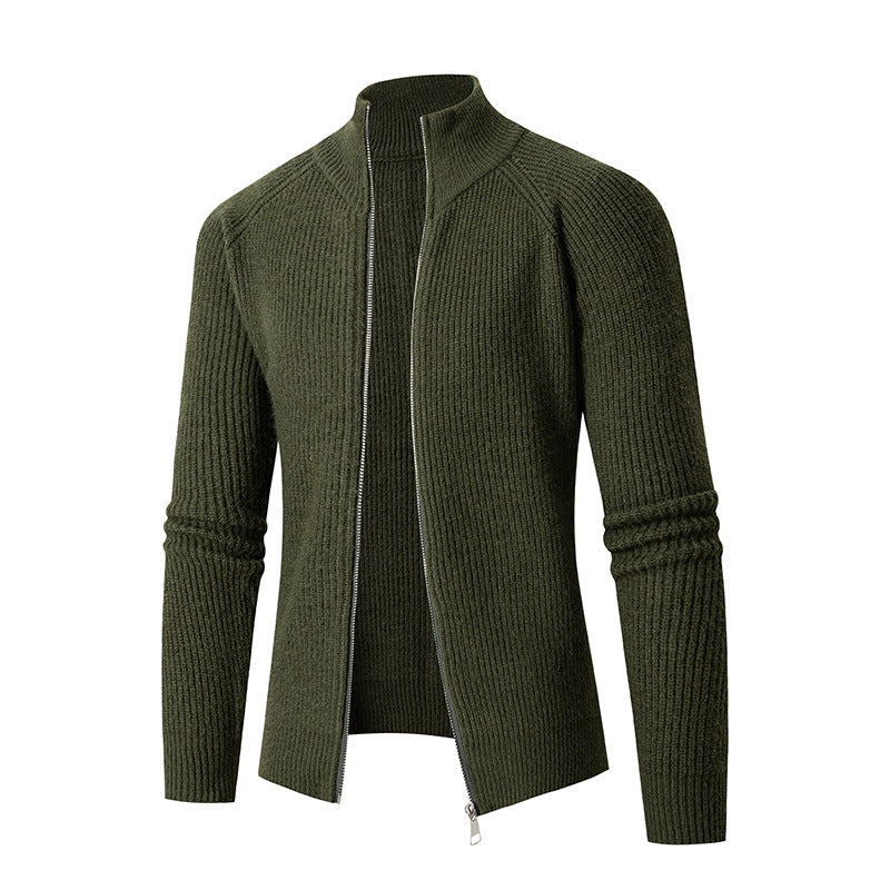 Herren Strickjacke mit hohem Kragen und feiner Rippstruktur Krohn-e