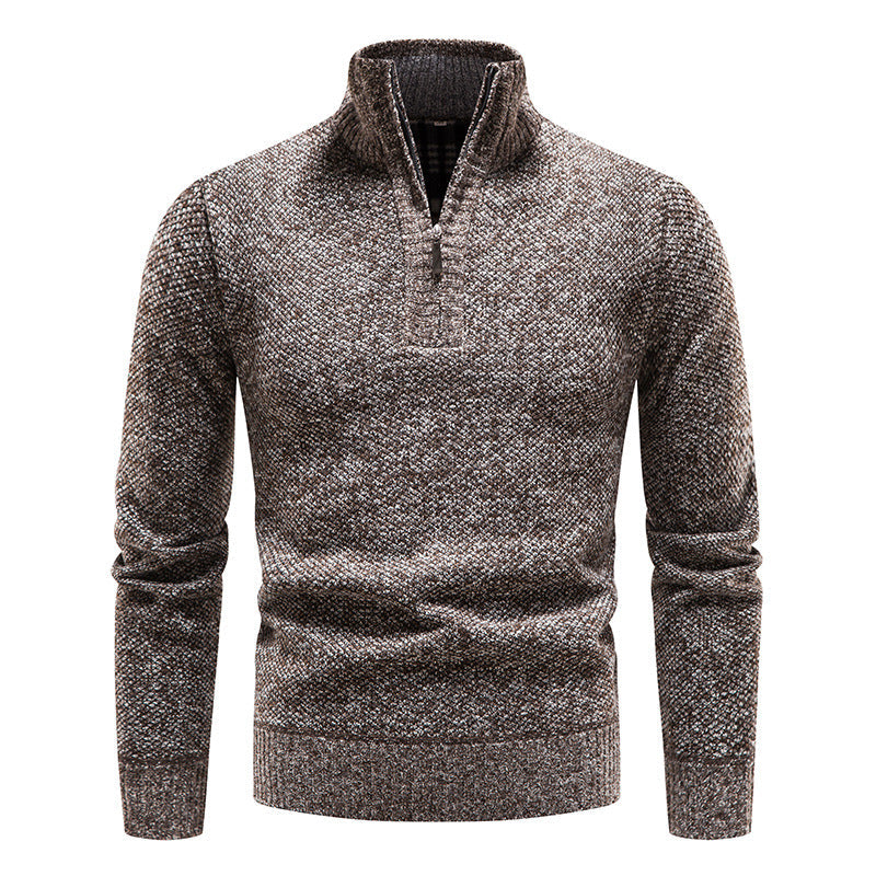 Herren eleganter Strickpullover mit modernem Stehkragen und Reißverschluss Krohn-e