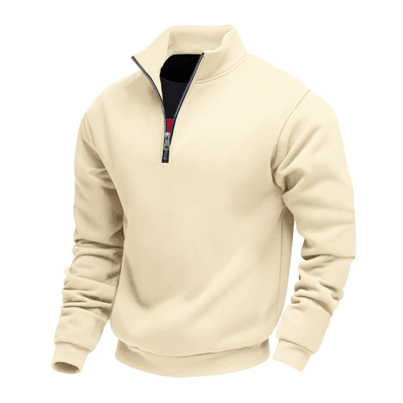 Herren leichter Fleecepullover mit Stehkragen und halblangem Reißverschluss Krohn-e