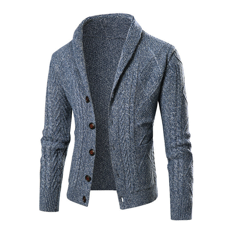 Herren Strickjacke mit elegantem Kabelmuster und Knopfleiste Krohn-e
