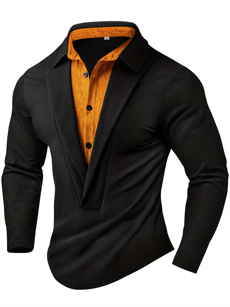 Herren Elegantes Langarmhemd mit modernem Kragen und texturiertem Design Krohn-e