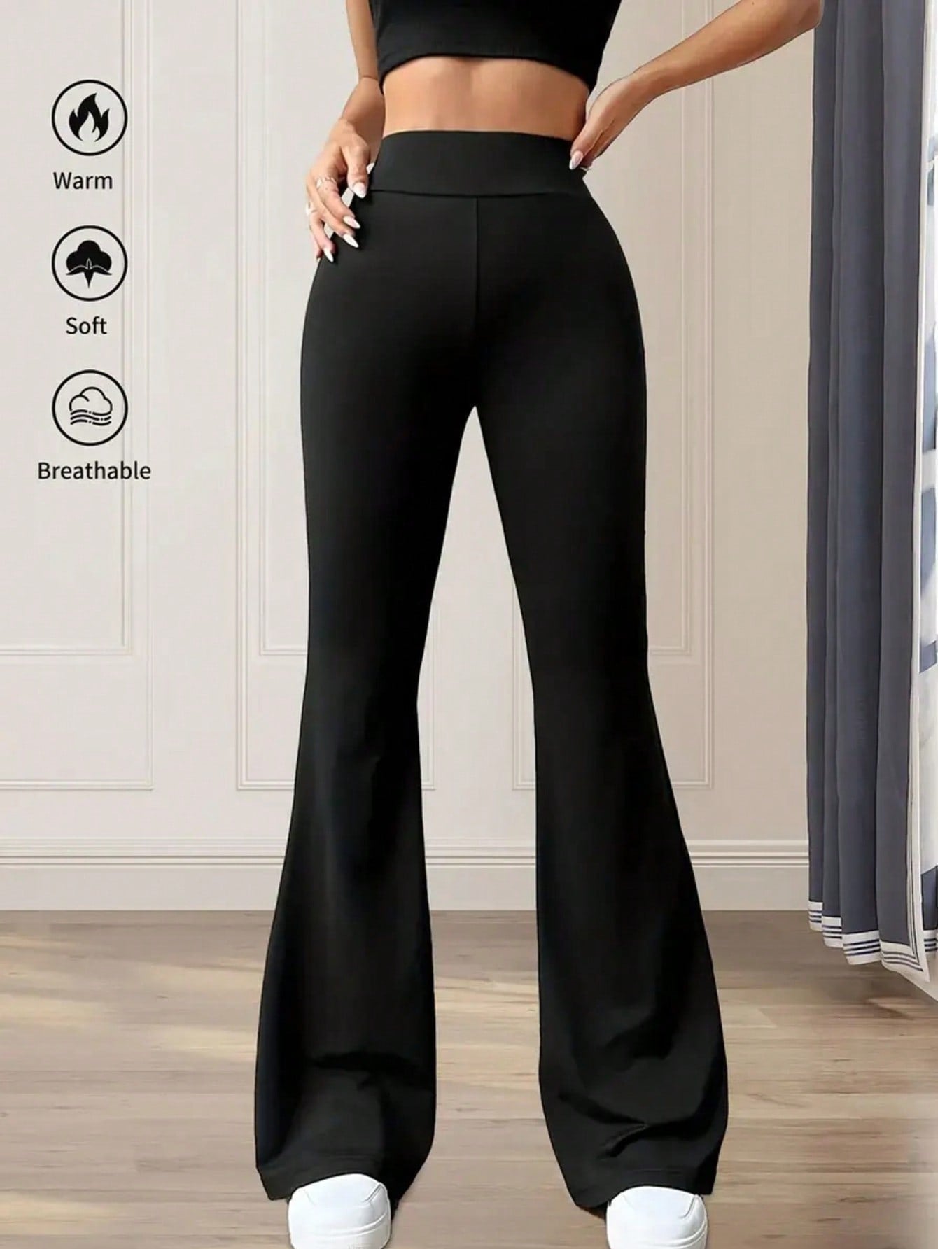 Damen elegante Bootcut-Hose mit hohem Bund und atmungsaktiver Funktion Krohn-e
