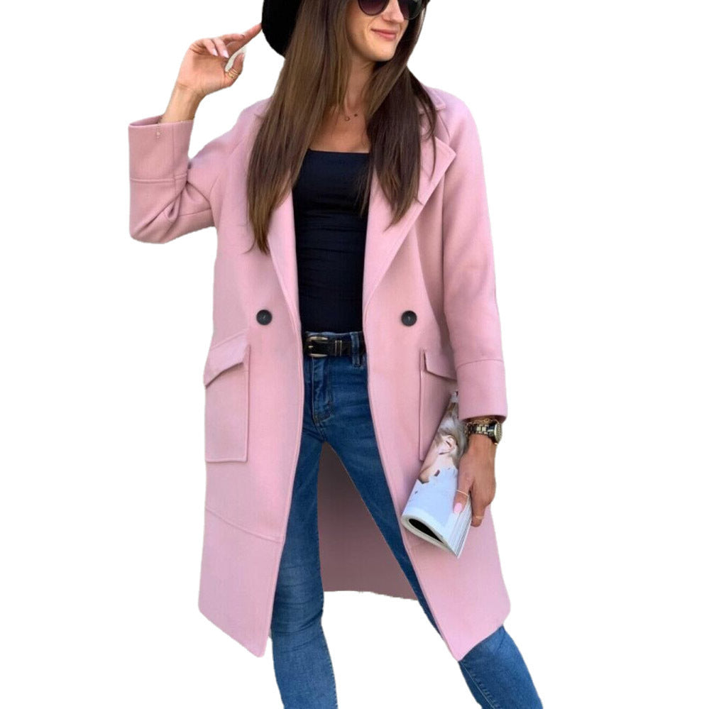 Damen lässiger Oversized-Mantel mit modernen Taschen und elegantem Revers Krohn-e