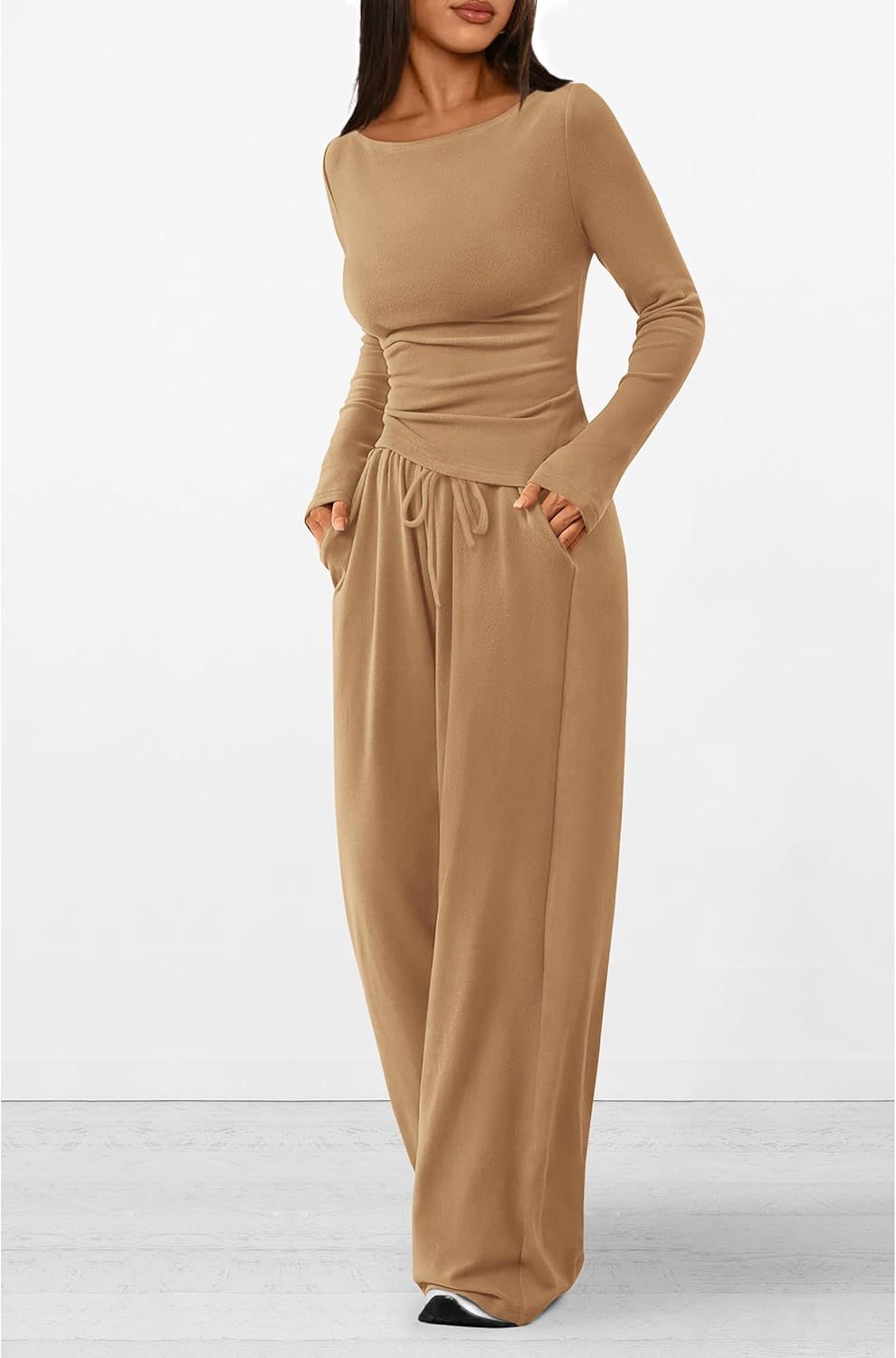 Damen elegantes und bequemes Lounge-Set mit langem Arm und elastischem Bund Krohn-e