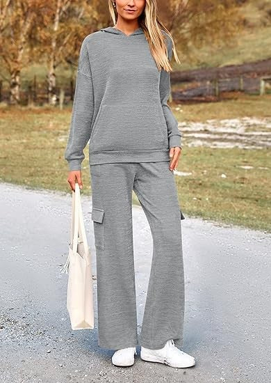 Damen Bequemes Lounge-Set mit Kapuze und weiten Hosen Krohn-e