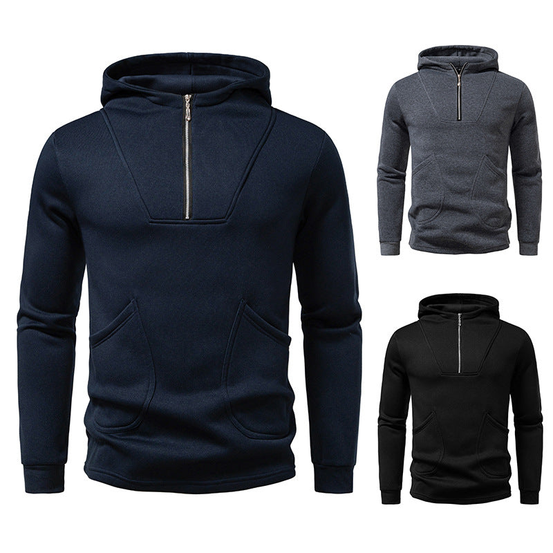 Herren Kapuzenpullover mit modernem Zipper und praktischen Taschen Krohn-e