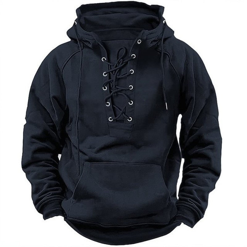 Herren Kapuzenpullover mit modernem Schnürdesign und weichem Innenfutter Krohn-e