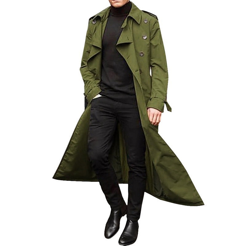 Herren eleganter Trenchcoat mit tiefem Revers und verdeckten Knöpfen Krohn-e