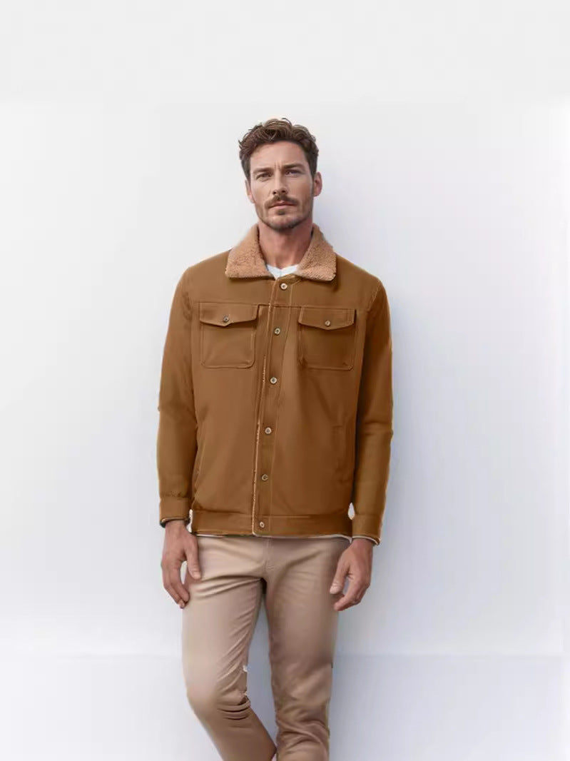 Herren robuste Canvasjacke mit Teddy-Kragen Krohn-e