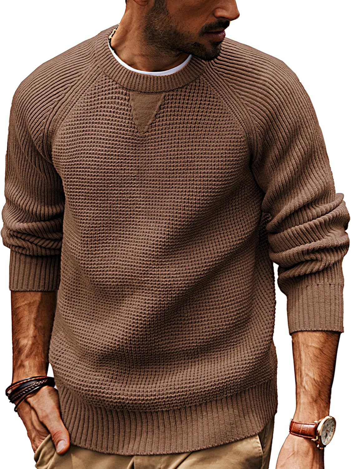 Herren lässiger Strickpullover mit strukturiertem Gewebemuster und Rundhalsausschnitt Krohn-e