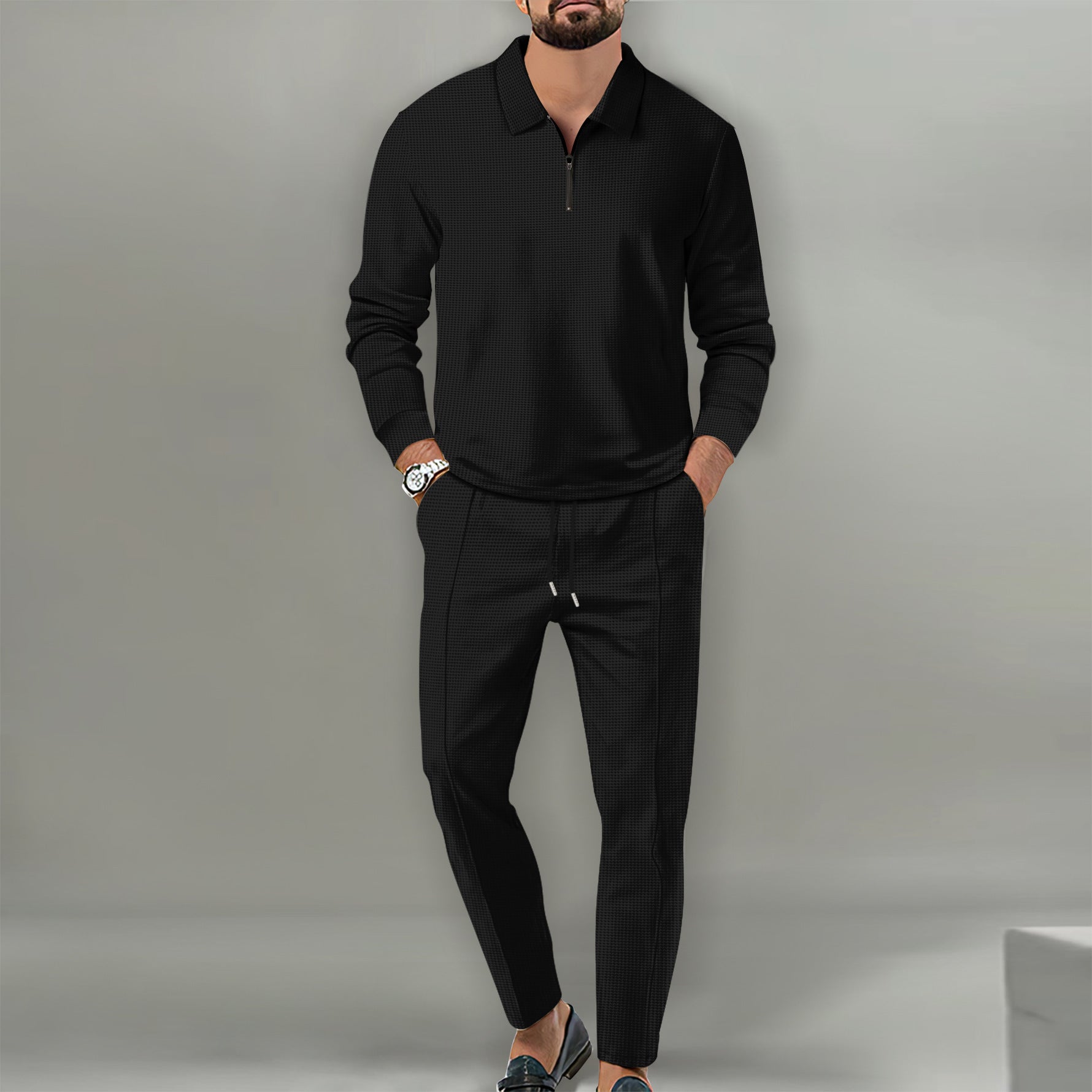 Herren Sportlicher Sweater mit Reißverschluss und eleganter Slim-Fit Hose Krohn-e