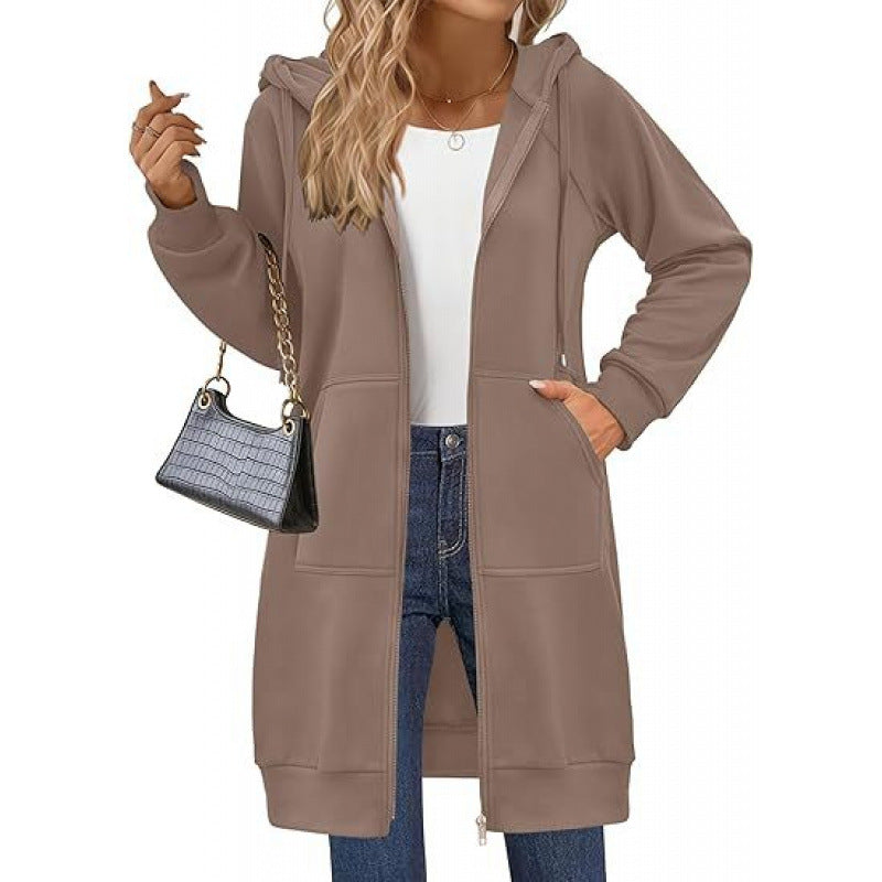 Damen modische Kapuzenjacke mit seitlichen Eingrifftaschen und Reißverschluss Krohn-e