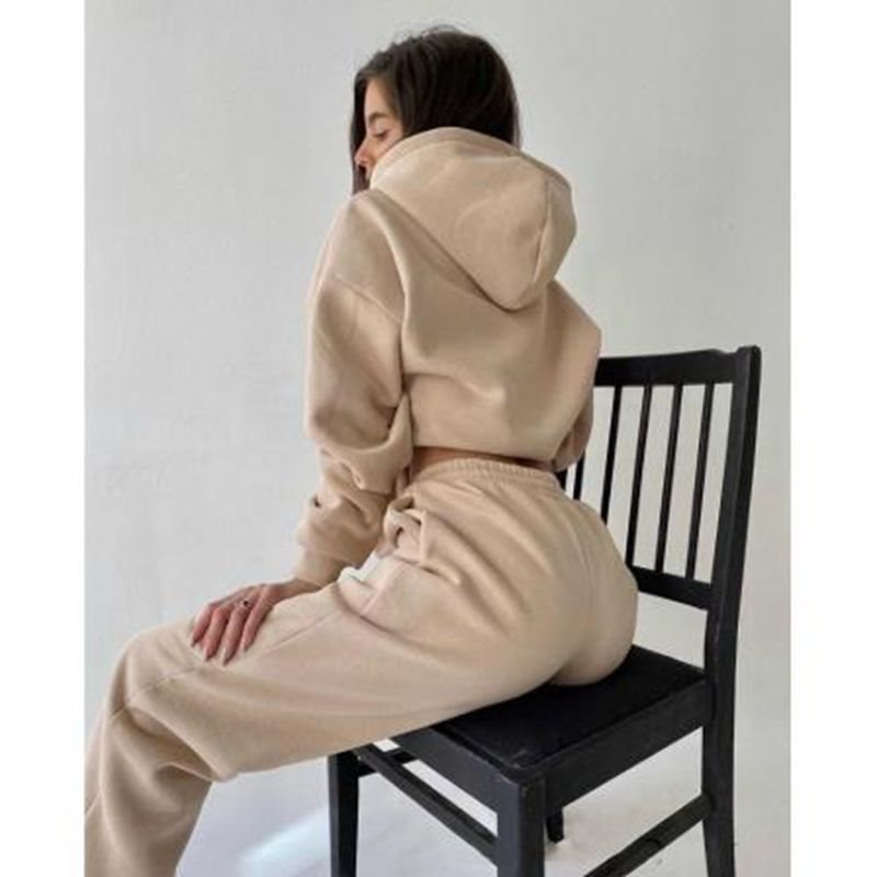 Damen lässiger Kapuzenpullover und Jogginghose Set Krohn-e