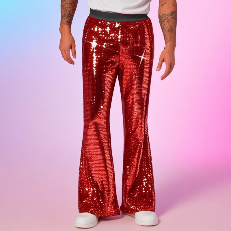 Herren Glitzernde Discohose mit weitem Bein und elastischem Bund Krohn-e