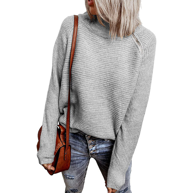 Damen trendiger oversize Pullover mit stylischem Stehkragen und angeschnittenen Ärmeln Krohn-e