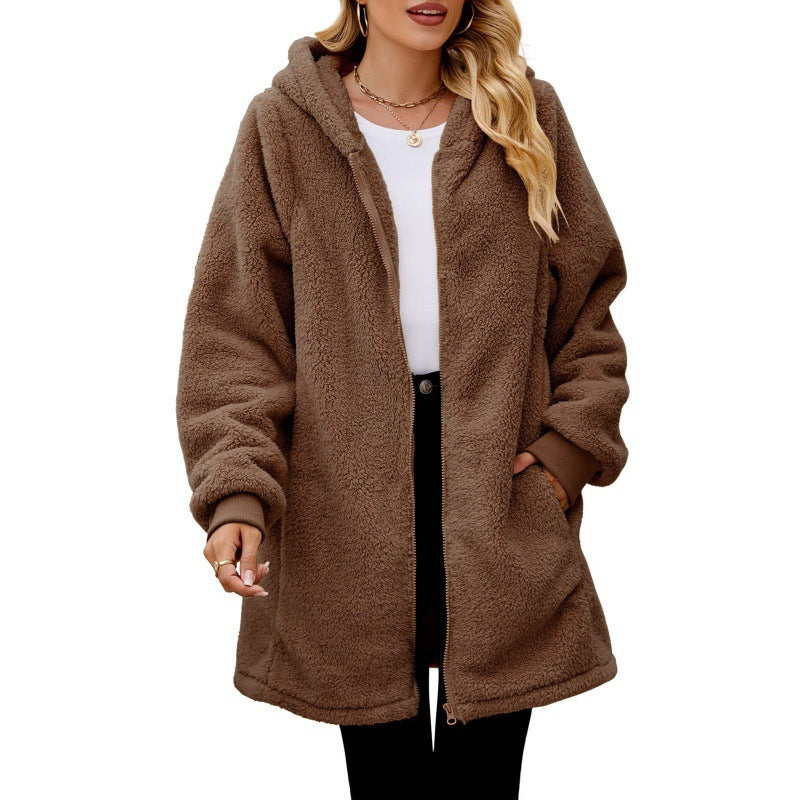 Damen Kuschelige Fleecejacke mit Kapuze Krohn-e